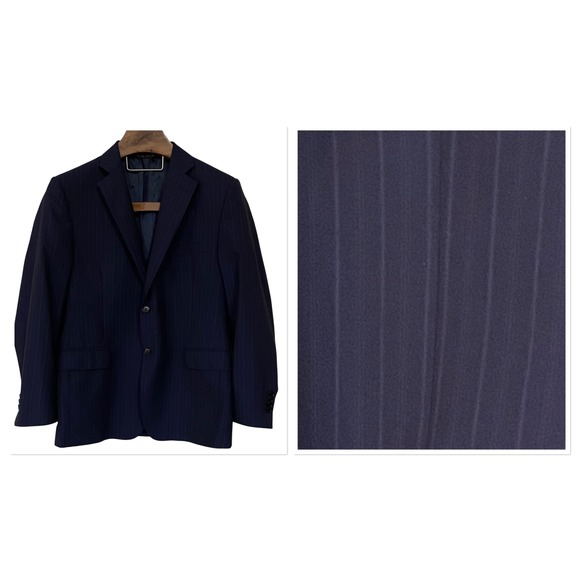 Ermenegildo Zegna Loop SFA Wool Silk Classic Fit Blazer Navy Stripe Career 42S